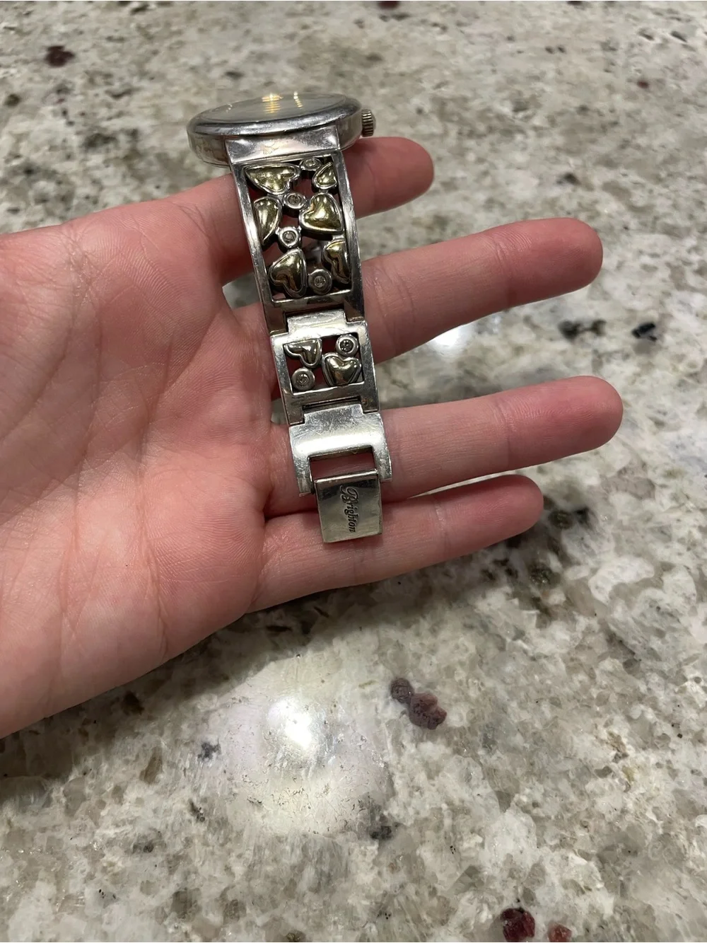 Brighton Silver and Gold Accented Heart Dial Watch